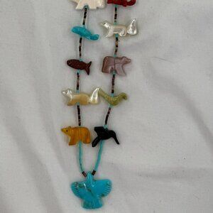 Zuni Multi-Stone Multi-Animal Fetish Necklace
